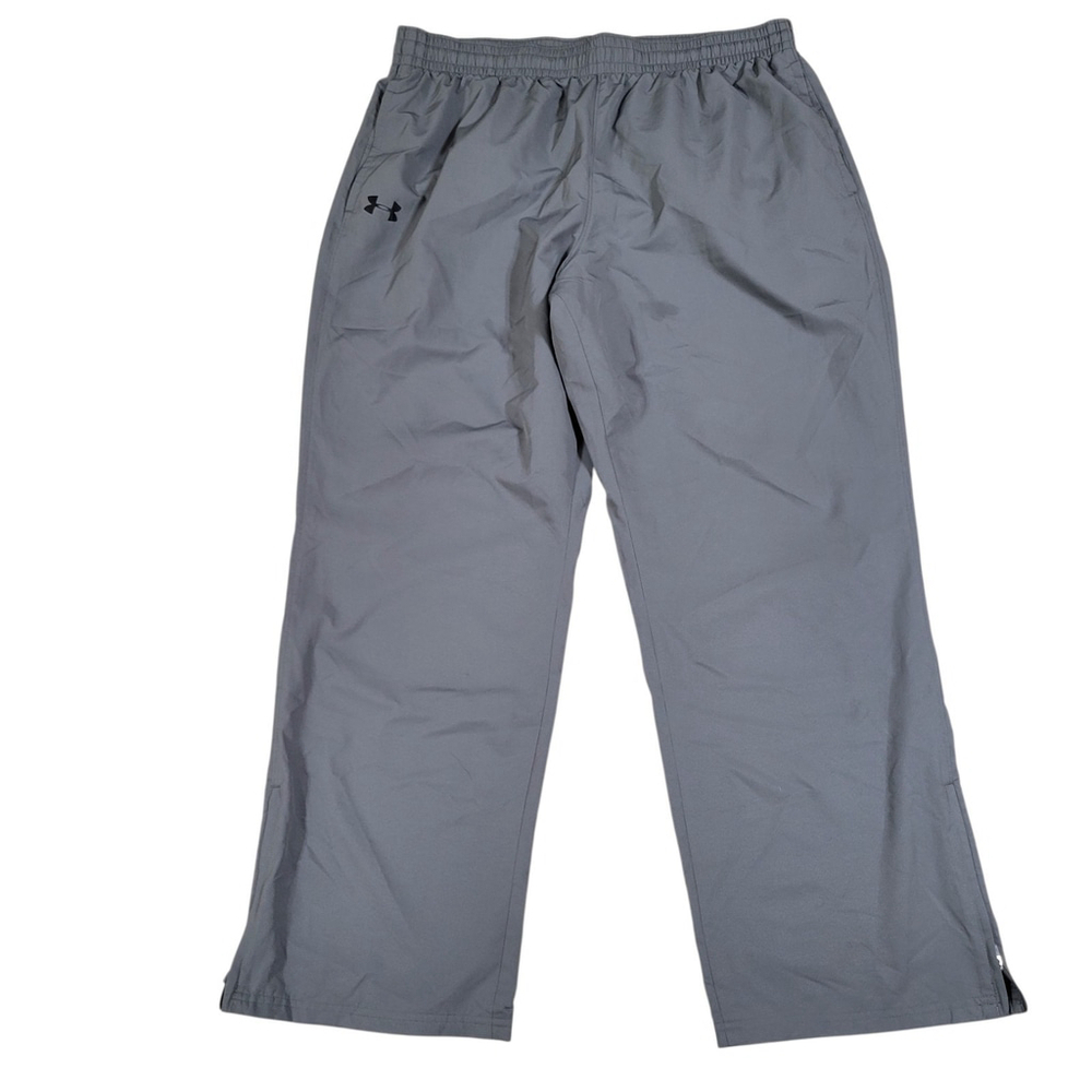 Under Armour Logo Loose Fitting Zip Ankle Gray Mesh Lined Track Pants Size XL